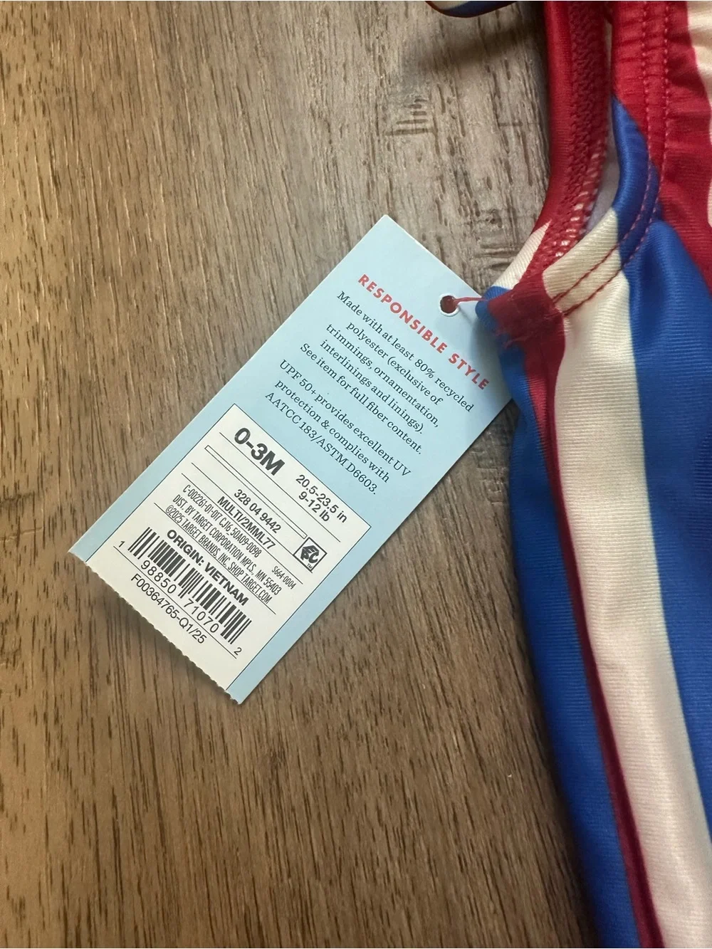 NWT! Cat & Jack Infant Swimsuit, One Piece, USA, 4th of July, Crotch Snaps, 0-3m